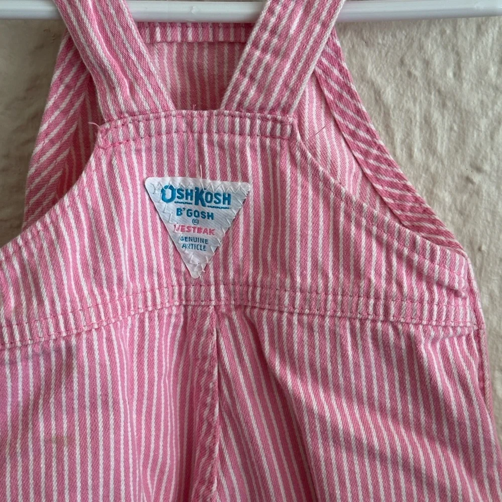 Oshkosh B’Gosh Pink White Stripe Vintage Overalls